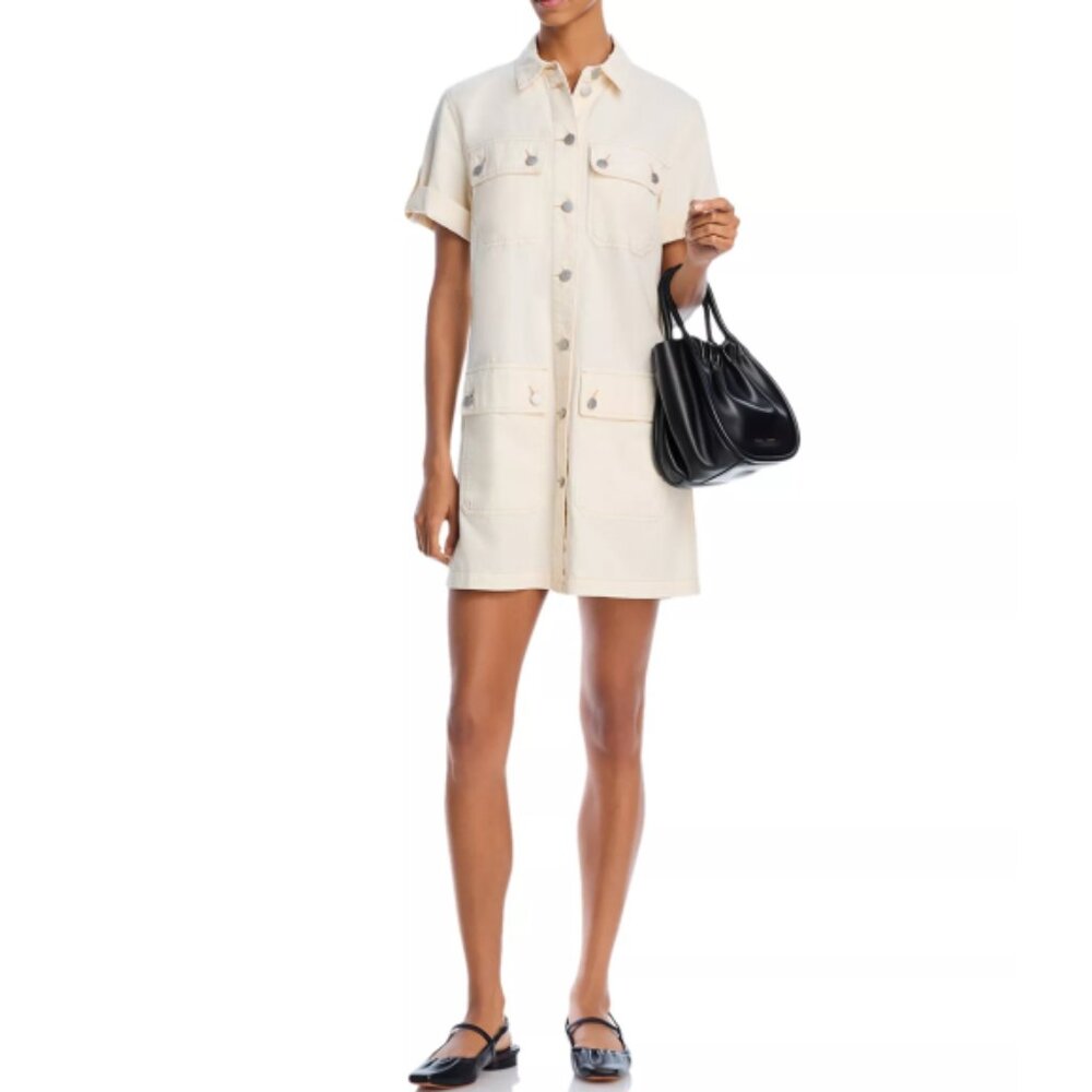 Veronica Beard Cream Mini Shirt Dress